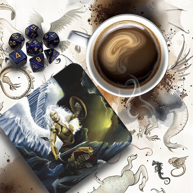 Fierce Fantasy Warrior Angel Sword Beverage Coaster (Creator Uploaded)