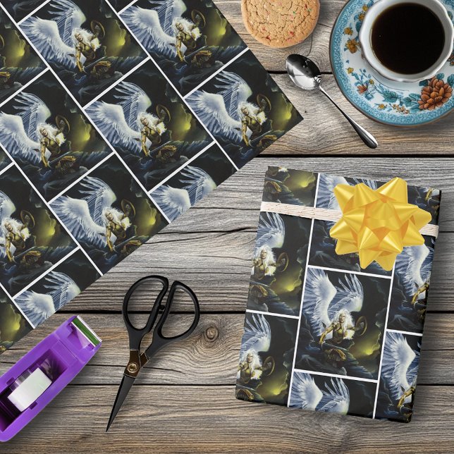 Fierce Fantasy Warrior Angel Sword Wrapping Paper (Creator Uploaded)