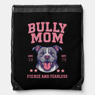 Fierce Fearless Bully Dog Mom Pink Pitbull Mama Drawstring Bag
