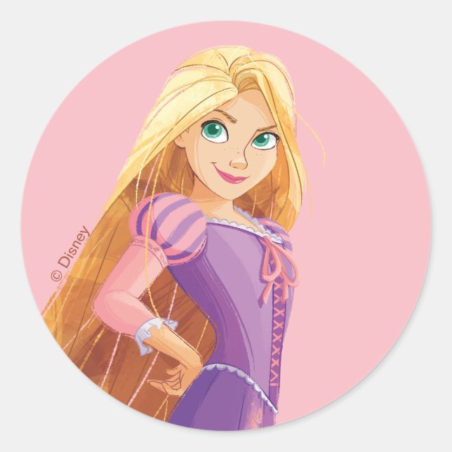 Fierce & Fearless Rapunzel Classic Round Sticker (Front)