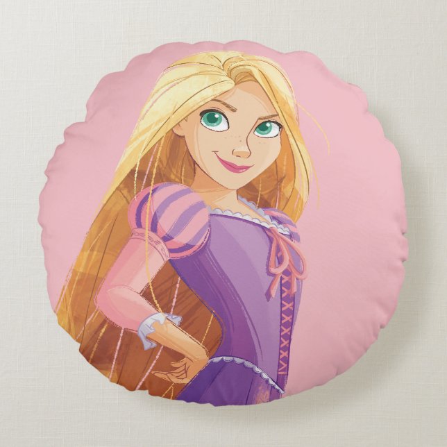 Fierce & Fearless Rapunzel Round Pillow (Front)
