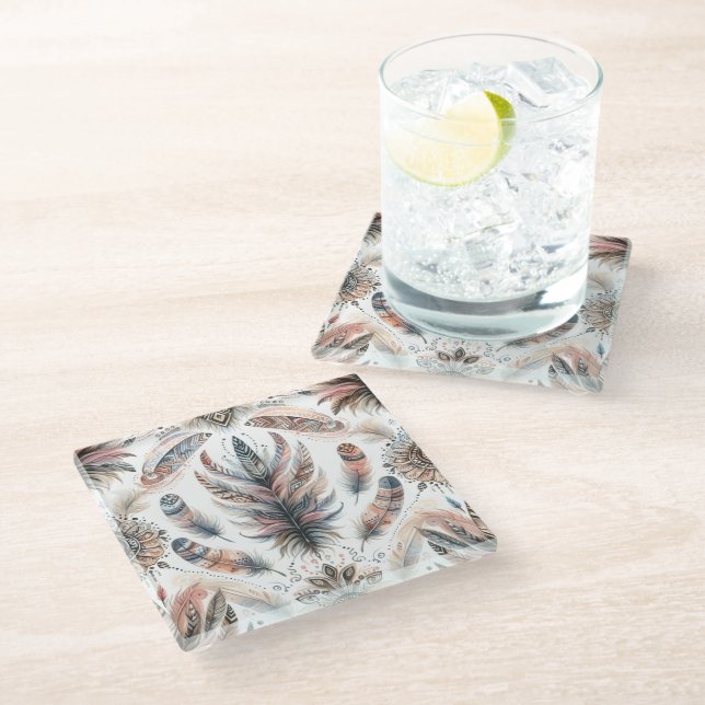 Fierce Feathers Glass Coaster (Angled)
