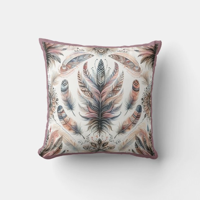 Fierce Feathers Throw Pillow (Front)