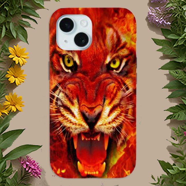 Fierce Fiery Roaring Tiger Art Iphone Case (Creator Uploaded)