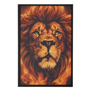 Fierce Fire Lion Drawing Canvas Wall Art
