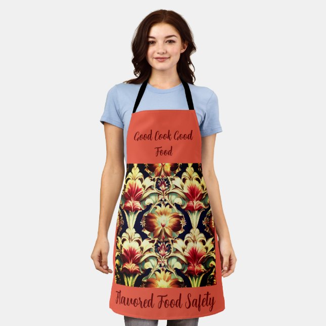 Fierce Floral Tiled Motif T-Shirt – Apron (Worn)