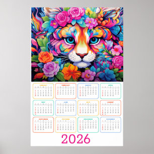 Fierce & Flourished: 2026 Tiger Wall Calendar Poster