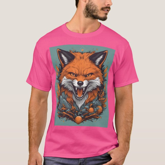 Fierce Fox with Floral Accents T-Shirt (Front)