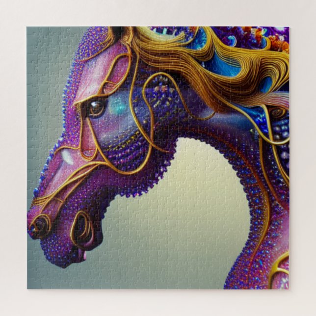 Fierce Fractural Gems Horse Head Intense Abstract Jigsaw Puzzle (Vertical)