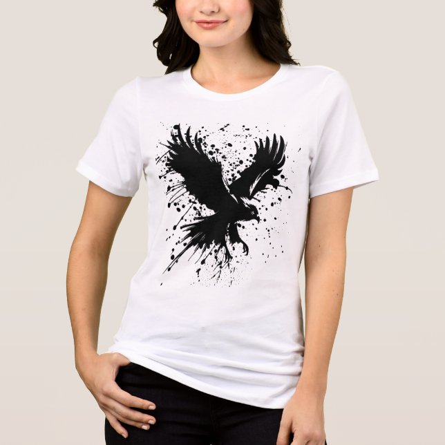 Fierce & Free – Women’s Eagle Ink Splatter  Tri-Blend Shirt (Front)
