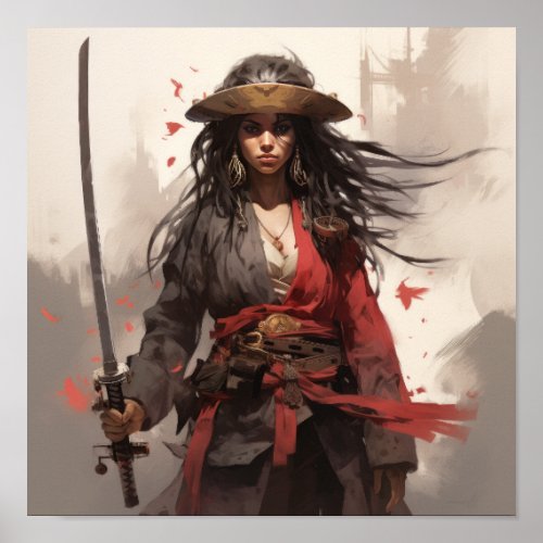 Fierce Fusion Jack Sparrow as a Female Samurai Po Poster