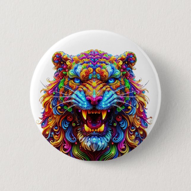 Fierce Glowing Tiger Button (Front)