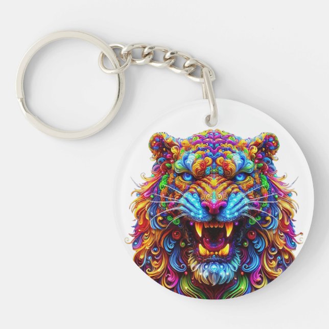 Fierce Glowing Tiger Keychain (Front)