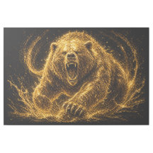 Fierce Golden Bear Roar Art