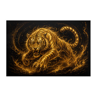 Fierce Golden Tiger Strength and Protection Decor