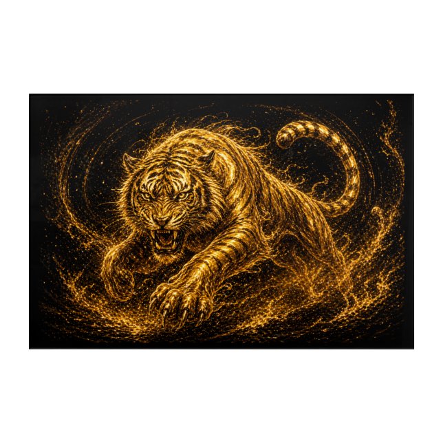 Fierce Golden Tiger Strength and Protection Decor (Front)