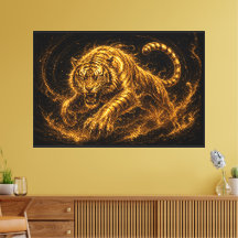 Fierce Golden Tiger Strength and Protection Decor