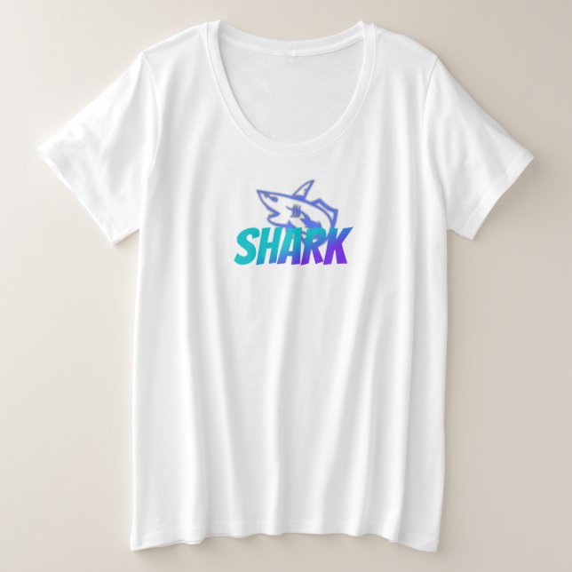Fierce Gradient Shark Logo | Bold Ocean Plus Size T-Shirt (Design Front)