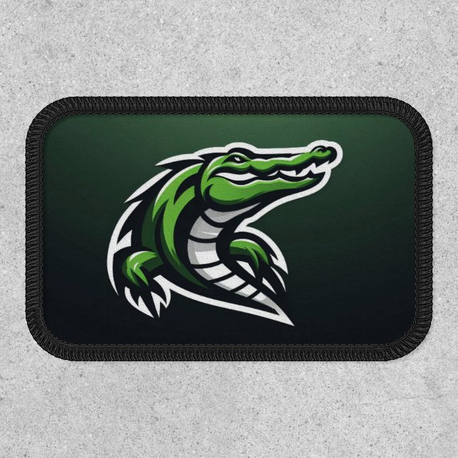 Fierce Green Alligator Mascot Embroidered Patch (Front)