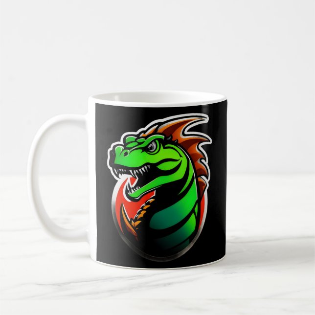 Fierce Green Dragon Artwork Coffee Mug (Left)