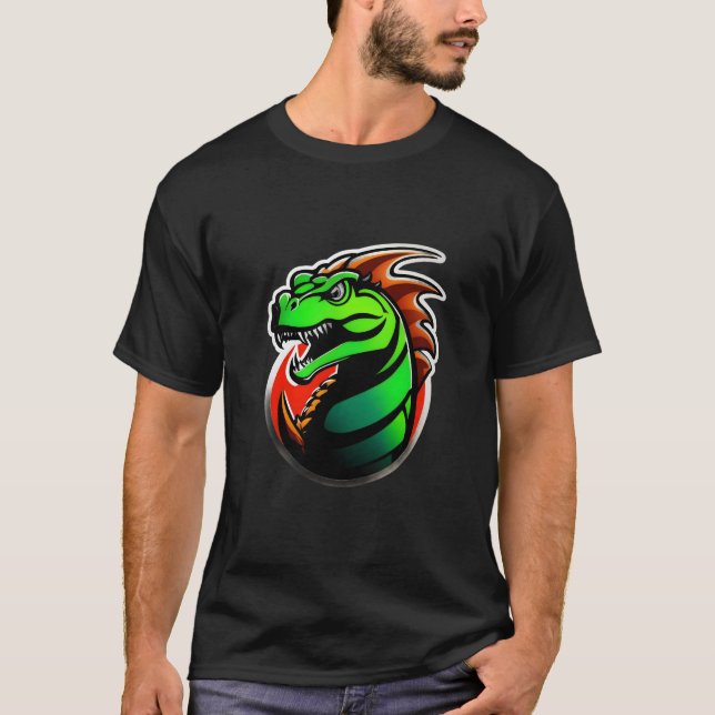 Fierce Green Dragon Artwork T-Shirt (Front)