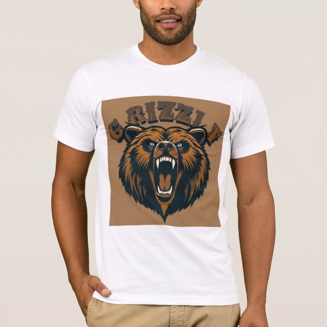 Fierce Grizzly Bear Head T-Shirt (Front)