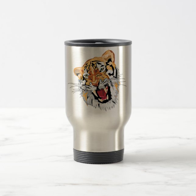 Fierce Growling Tiger Travel Mug (Center)