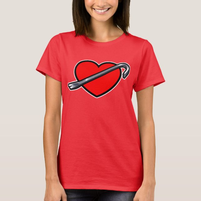 Fierce Heartbreaker Anime Hearts Crowbar Design T-Shirt (Front)