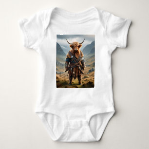 Fierce Highland Warrior: The Courageous Cow Viking Baby Bodysuit