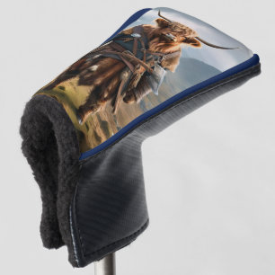 Fierce Highland Warrior: The Courageous Cow Viking Golf Head Cover