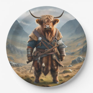 Fierce Highland Warrior: The Courageous Cow Viking Paper Plates