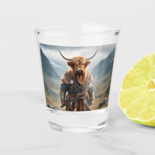 Fierce Highland Warrior: The Courageous Cow Viking Shot Glass