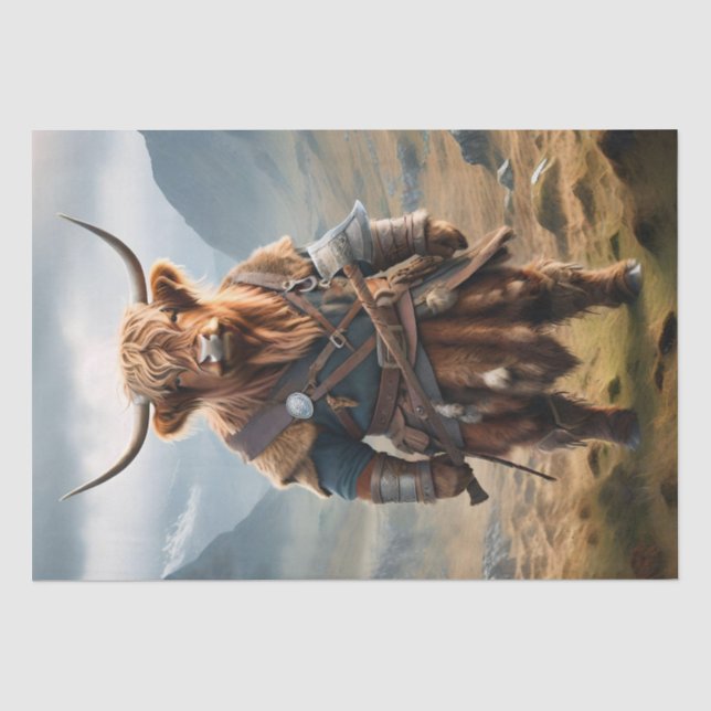 Fierce Highland Warrior: The Courageous Cow Viking Tissue Paper (Front)