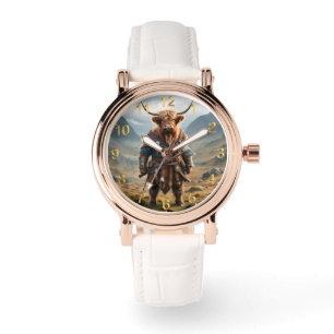 Fierce Highland Warrior: The Courageous Cow Viking Watch