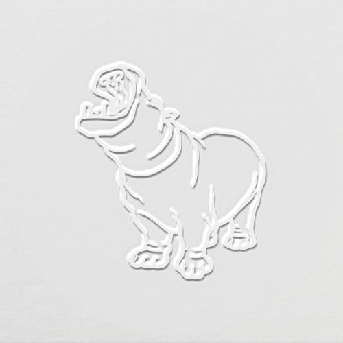 Fierce Hippopotamus #2 Line Art Image Only No Text Embosser