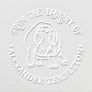 Fierce Hippopotamus Line Art Library Book Name Embosser