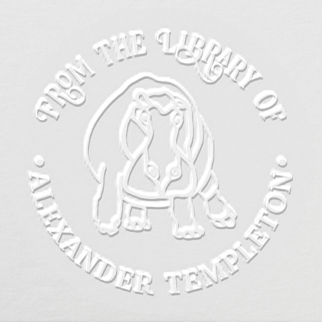 Fierce Hippopotamus Line Art Library Book Name Embosser (Design)