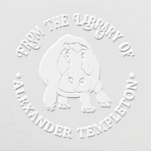 Fierce Hippopotamus Silhouette Library Book Name Embosser