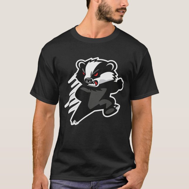 Fierce Honey Badger Attack Mascot T-Shirt (Front)