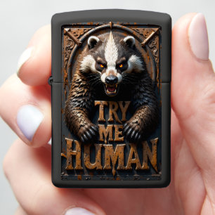 Fierce Honey Badger Snarling Ready Attack Zippo Lighter
