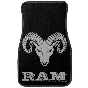 Fierce Horned Ram Tribal Head Custom Text Car Floor Mat