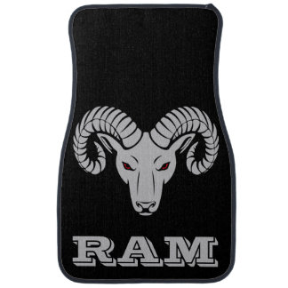 Fierce Horned Ram Tribal Head Custom Text Car Floor Mat