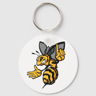 Fierce Hornet Mascot Angry Yellow Keychain