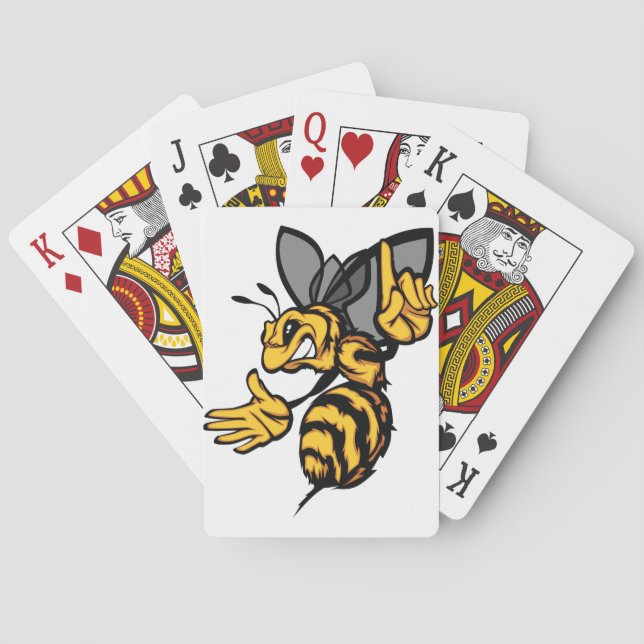 Fierce Hornet Mascot Angry Yellow Poker Cards (Back)