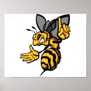 Fierce Hornet Mascot Angry Yellow Poster