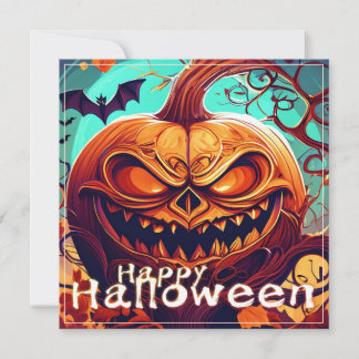Fierce Jack-o-Lantern Bat Halloween Art