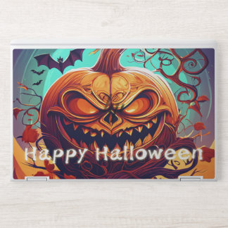 Fierce Jack-o-Lantern Bat Halloween Art HP Laptop Skin