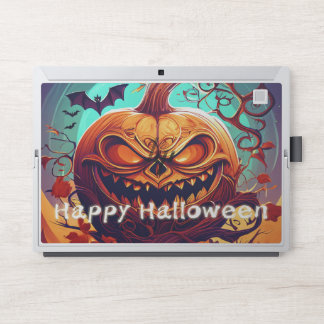Fierce Jack-o-Lantern Bat Halloween Art HP Laptop Skin