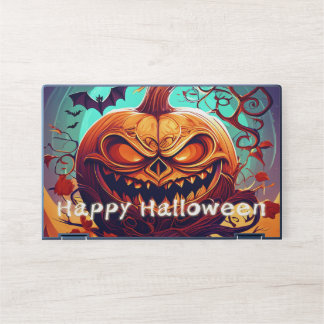 Fierce Jack-o-Lantern Bat Halloween Art HP Laptop Skin