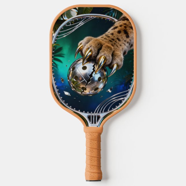 Fierce Jungle Cat Slash Metallic Pickleball – Chro Paddle (Front)